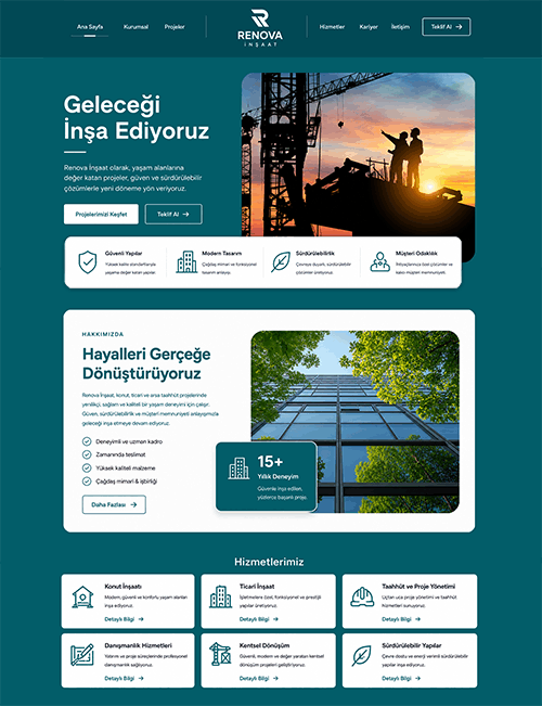 Renova İnşaat Web Site Projesi