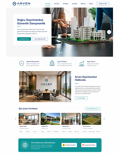 Arven Gayrimenkul Web Site Projesi